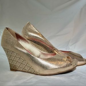 Lily Pulitzer Gold Wedges